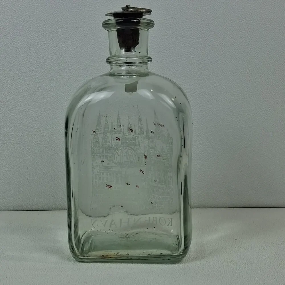 Holmegaard København Decanter Clear Etched City Skyline Denmark 1983 Glass